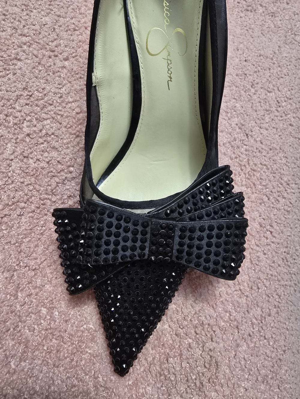 Jessica Simpson Sequin Bow Heel Pumps Sz 9 - Picture 8 of 9